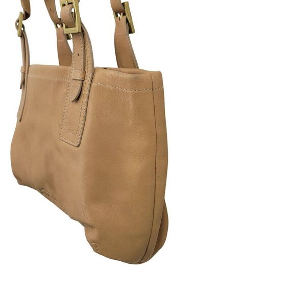 Stone Mountain Tan Genuine Leather Double Top Handle Handbag Buckle Neutral Boho - Picture 8 of 14